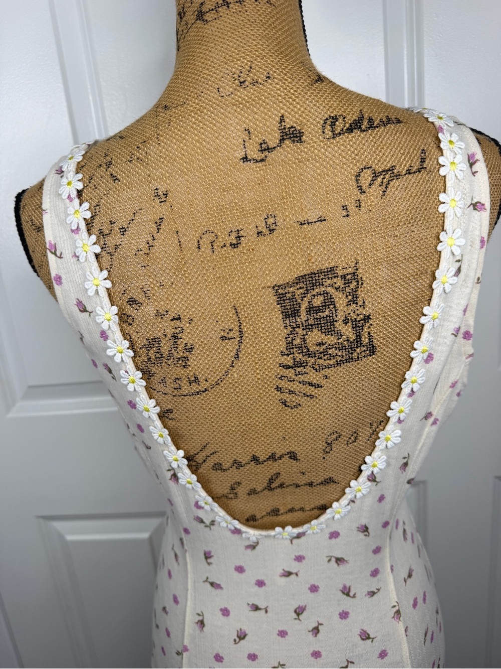 Free People Size S Ivory Floral Daisy Trim Mini Dress NWT - Picture 9 of 13